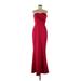 Black Halo Cocktail Dress - Formal Strapless Sleeveless: Burgundy Print Dresses - Women's Size 8 Tall