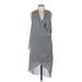 H&M Casual Dress - Midi Plunge Sleeveless: Gray Dresses - Women's Size 6