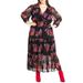 Monique Print Long Sleeve Faux Wrap Maxi Dress