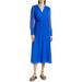 Smocked Waist Long Sleeve Silk Chiffon Midi Dress - Blue - Jason Wu Dresses