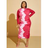 Plus Size Abstract Midaxi Bodycon Dress