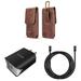 Holster and Wall Charger Bundle for Sony Xperia 1 IV: Vertical Magnetic Belt Pouch Case (Brown) and UL Certified 18W Dual USB Port (Type-C & USB-A) Power Adapter