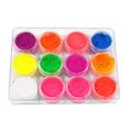 Carevas Fluorescent Powder Set Nail Powder Eye Shadow Nail Powder Eye Dark Luminous Fluorescent Powder 12 Colors Fluorescent Luminous Nails Eye Fesjoy