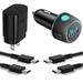 Super Fast Charger Type C Kit for Sony Xperia Pro - 25W PD Wall Charger & 60W PD Dual Port USB C Car Charger Set with 2x Cables - Black