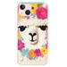 COMIO for iPhone 14 Case Cute Floral Llama Style Funny Alpaca Pattern Cartoon Animal Design Transparent Protective Case Compatible for iPhone 14 6.1 inch (Flower Llama)