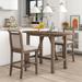 3-Piece Wood Counter Height Drop Leaf Dining Table Set with 2 Upholstered Dining Chairs for Small Place
