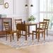 5-Piece Wood Square Drop Leaf Breakfast Nook Extendable Dining Table Set with 4 Ladder Back Chairs for Small Places