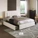 Modern Style Upholstered Queen Platform Bed Frame with Four Drawers, Button Tufted Headboard with PU Leather and Velvet