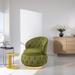 360 Degree Swivel Cuddle Barrel Accent Storage Chairs, Round Armchairs with Wide Upholstered, Fluffy Velvet Fabric Chair, Green