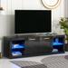TV Stand with 2 Tempered Glass Shelves, High Gloss Entertainment Center for TVs Up to 70'',TV Cabinet with LED Lights