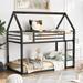 Twin over Twin House Bunk Bed with Slide and Built-in Ladder, Sturdy Metal Frame with High Guardrail, Timeless and Elegant