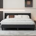 King Size Bed Frame Upholstered Bed Frame Platform with Adjustable Headboard Linen Fabric Headboard Wooden Slats Support
