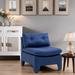 Cushioned Deep Seat No Armrest Accent Single Lazy Chair Comfy Oversized Leisure Barrel Chairs for Living, Navy