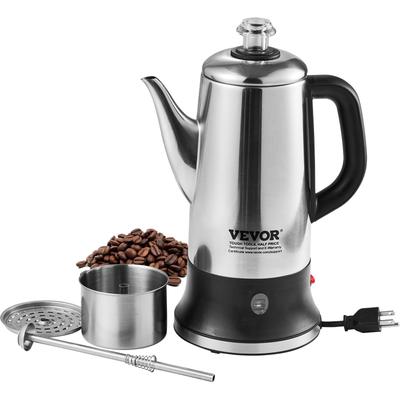 VEVOR 12-Cup Electric Percolator Coffee Pot,Classic Coffee Maker,Quick Brew & Easy-Pour Spout,Silver