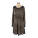 Ann Taylor LOFT Casual Dress - A-Line Scoop Neck Long sleeves: Gray Color Block Dresses - Women's Size Small