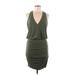 Maria Bianca Nero Casual Dress - Mini V Neck Sleeveless: Green Print Dresses - Women's Size Medium