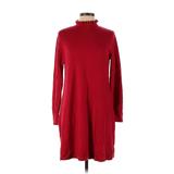 Ann Taylor LOFT Casual Dress - Sweater Dress Turtleneck Long Sleeve: Red Dresses - Women's Size Large
