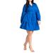 Plus Size Women's Mini Shirt Dress With Belt by ELOQUII in Blue (Size 22)