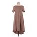 Lularoe Dresses | Lularoe Carly Swing Dress High/Low Size Extra Small (Oversized) Ribbed Stripe | Color: Tan | Size: Xs