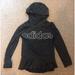 Adidas Shirts & Tops | Adidas Hooded Sport Shirt Girls Small Long Sleeve Gray Black Hoodie Logo | Color: Black/Gray | Size: Sg