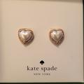 Kate Spade Jewelry | Kate Spade Pearl Heart Studs | Color: Gold/White | Size: Os