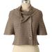 Anthropologie Sweaters | Anthropologie Moth Wool Button Front Mock Neck Short Sleeve Crop Sweater Taupe L | Color: Brown/Tan | Size: L