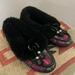 Coach Shoes | Coach Fiona Printed Fur Lined Shearling Moccasin Slippers Sz:7m | Color: Black/Red | Size: 6.5
