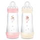 mam - Easy Start Anti-Colic Babyflasche 4+ Monate schneller Durchfluss (2 x 320 ml) Bonbon + Baumwolle - Fläschchen zur Reduzierung von Koliken und Beschwerden des Babys - Stillfreundliche Babyflasche