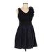 Elle Casual Dress - Fit & Flare: Black Damask Dresses - Women's Size Medium