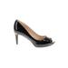 Nine West Heels: Pumps Stilleto Minimalist Black Print Shoes - Women's Size 7 - Peep Toe