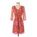 Broadway & Broome Casual Dress - Wrap: Orange Print Dresses - Women's Size 0