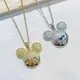 Pendentif tête de dessin animé Disney pour femme et fille collier clouté Minnie Mouse acier