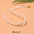 Collier ras du cou en nacre naturelle pour femme 26 lettres bijoux en acier inoxydable design