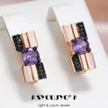 SYOUJYO-Boucles d'oreilles plaquées or rose pour femmes bijoux fins violet naturel noir