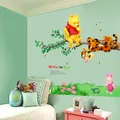 Autocollants muraux animaux de dessin animé Winnie l'ourson stickers muraux pour chambres