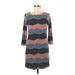 BCBGMAXAZRIA Casual Dress - Shift: Blue Chevron/Herringbone Dresses - Women's Size X-Small