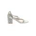 Sam Edelman Sandals: Slip On Chunky Heel Casual Silver Shoes - Women's Size 10 - Open Toe