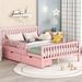 Red Barrel Studio® Sirka Platform Storage Bed Wood in Pink | 35.4 H x 57.5 W x 77.4 D in | Wayfair E9C0352FCD36469EB45B209F954603A8