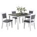 Winston Porter Amaly Rectangular 36" L x 48" W Dining Set Wood/Upholstered in Brown/Gray/White | 30 H x 48 W x 36 D in | Wayfair