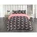 East Urban Home Nature Duvet Cover Set Wild Exotic Flower Leaves Pale Pink & Charcoal Grey Microfiber in Black/Pink/Yellow | Wayfair