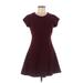 Banana Republic Factory Store Casual Dress - Mini Crew Neck Short sleeves: Burgundy Print Dresses - Women's Size 6 Petite