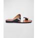 Tricolor Leather Toe-ring Slide Sandals