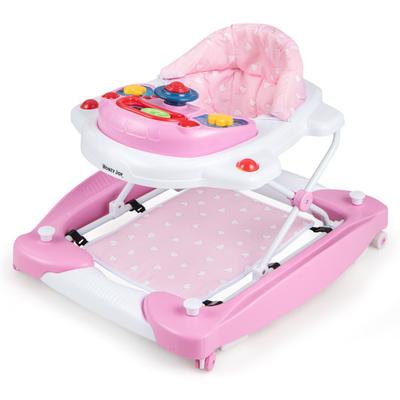 Costway 6 in 1 Foldable Baby Walker with Adjustable Height-Pink