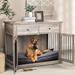 BOSSIN 44 Inch Large Dog Crate Furniture, Wooden Dog Kennel End Table with Storage Drawers, Decorative Pet Crates Dog House