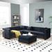 Modern Vertical Channel Tufted Velvet Sectional Sofa Upholstered Corner Couch with Ottoman and 4 Pillows