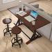 3-Piece Dining Table Set, 59" Wooden Sofa Side Table, Modern Bar Table and Adjustable Height Chairs