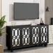 Buffet Cabinet with Adjustable Shelves, 4-Door Mirror Hollow-Carved TV stand for TVs Up to 65'', Console Table