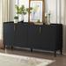 Accent Storage Cabinet Sideboard with 4 Doors, Modern Buffet Cabinet with Adjustable Shelf and Metal Handles for Living Room