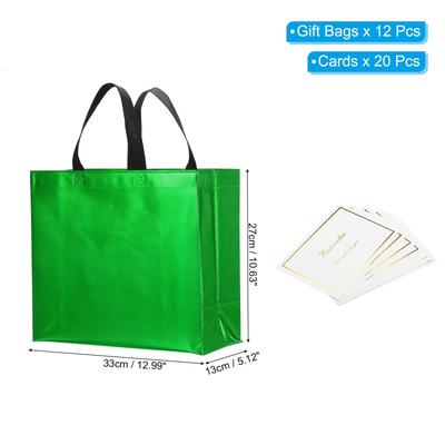 Gift Bags with Cards, 12 Set 13" Reusable Non-Woven Gift Goodie Bags - 13"x11"x5"