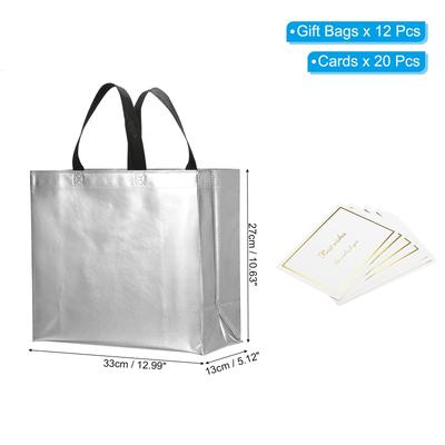 Gift Bags with Cards, 12 Set 13" Reusable Non-Woven Gift Goodie Bags - 13"x11"x5"